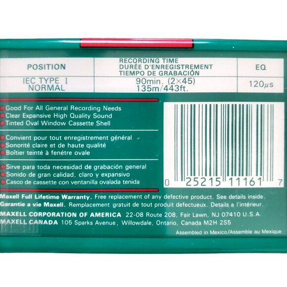 New 3 Maxell Cassette Tapes Blank Audio Recording Normal Bias UR 90 Sealed - Picture 3 of 4